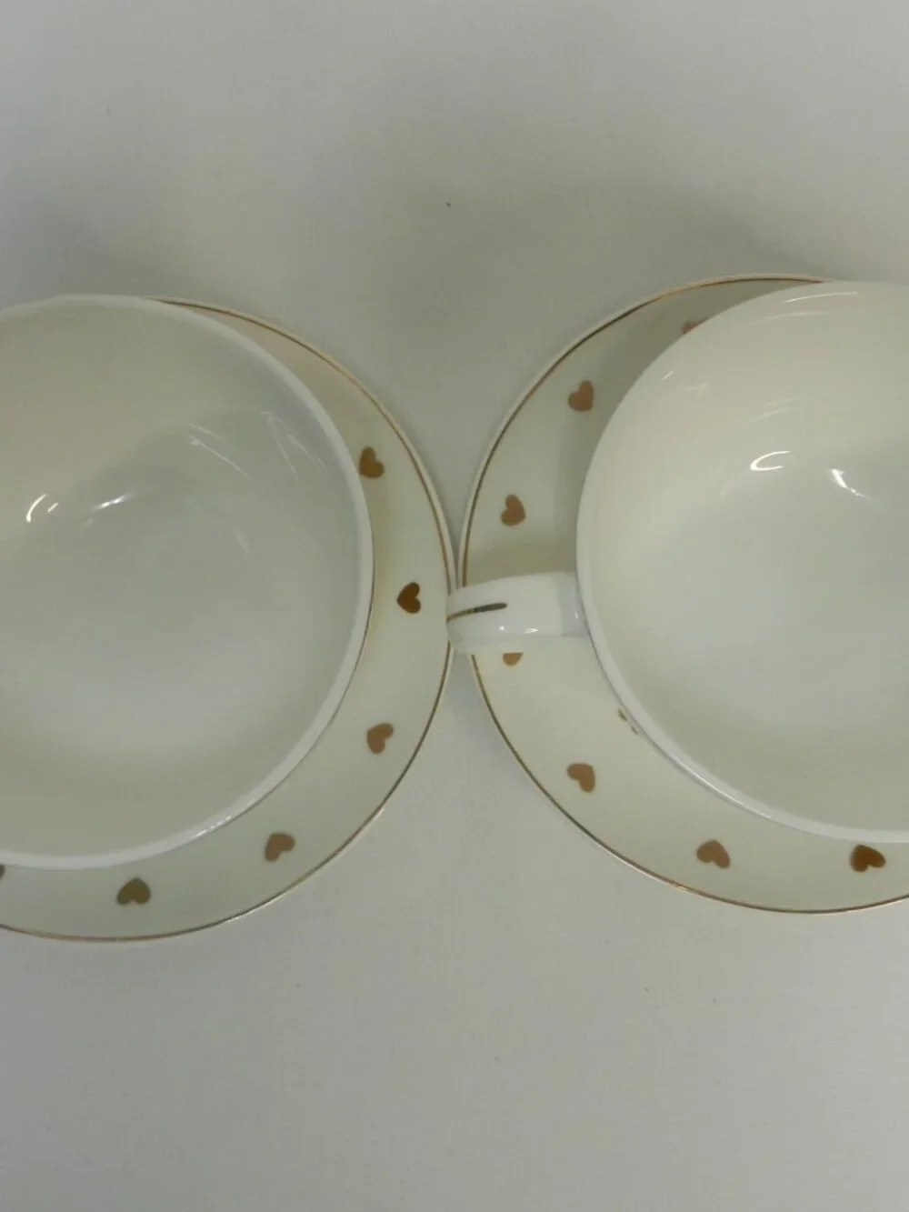 Elegance Gold Hearts Teacup tea cup & saucer mug cup set 2 place settings dish